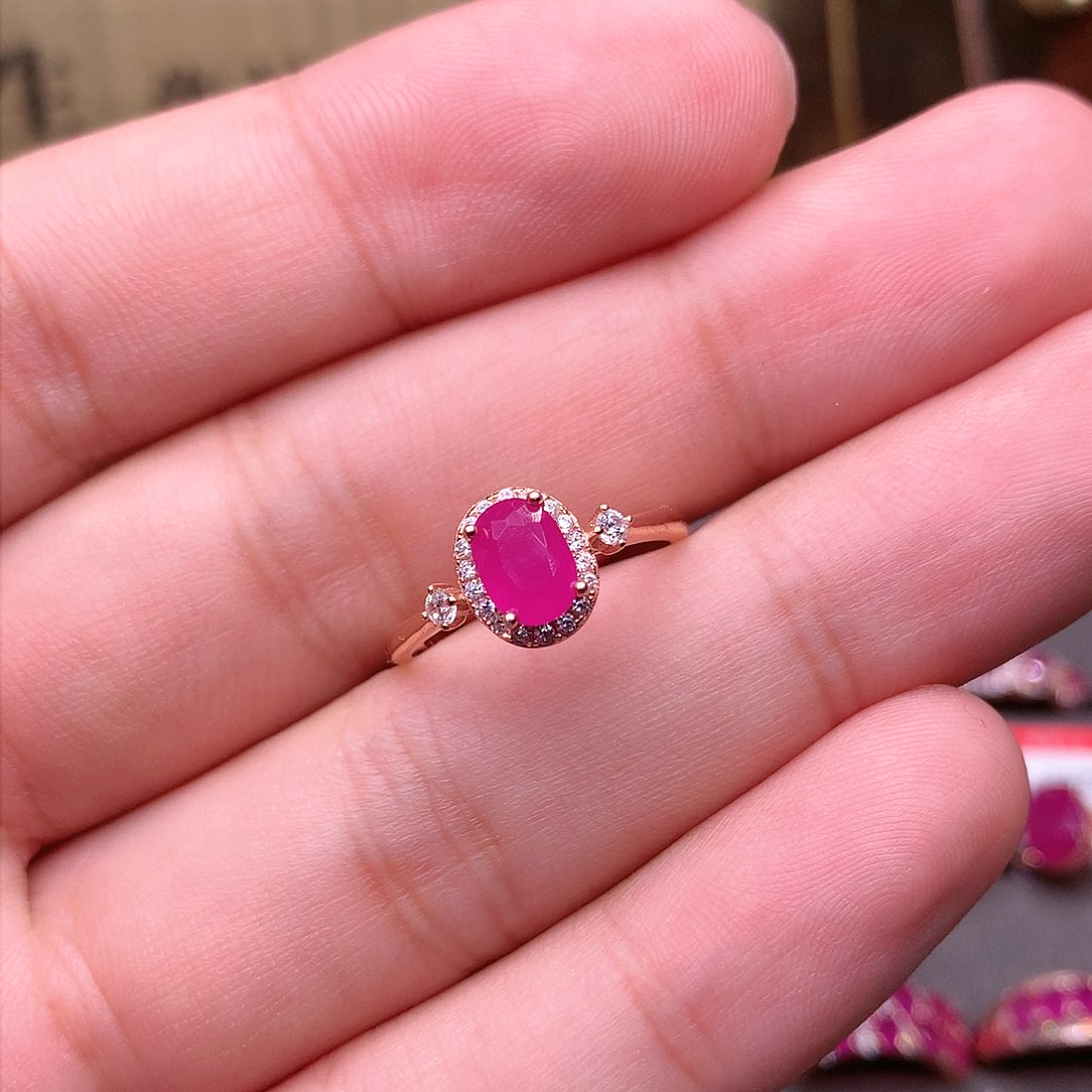 红宝石戒指银S925镶嵌