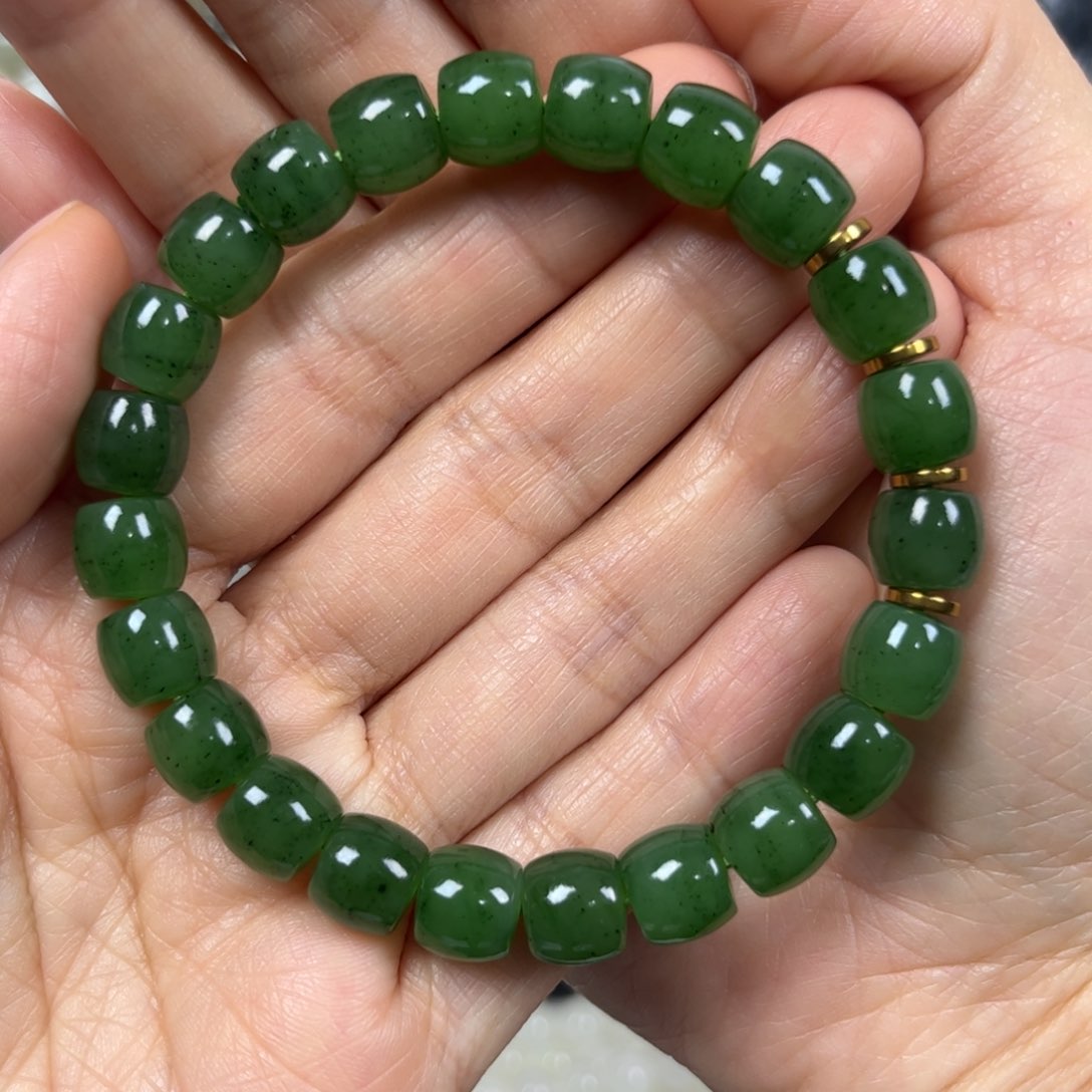 和田玉手串未镶嵌1*3卡9直切