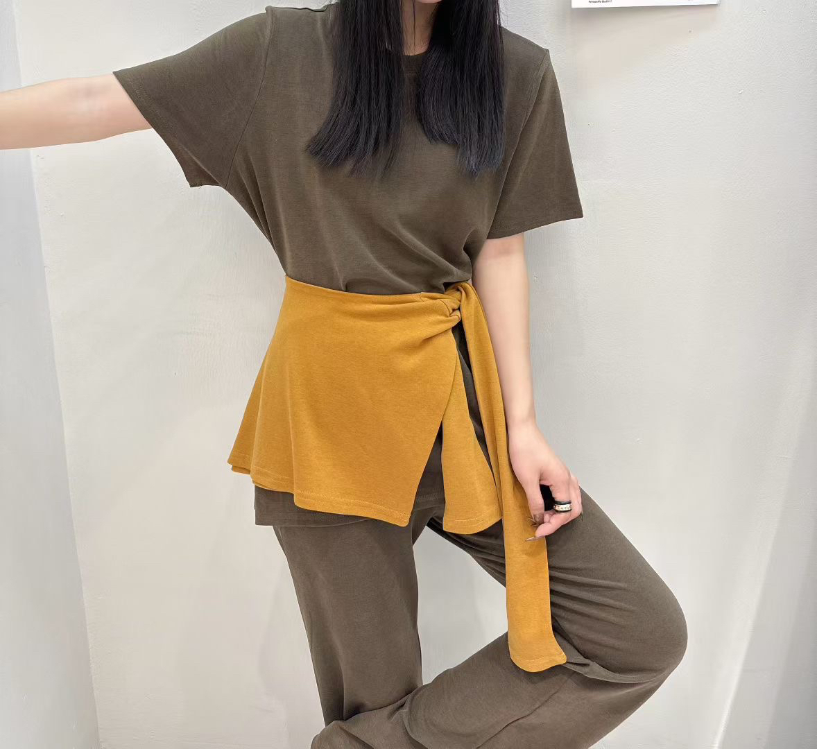 微胖大码女夏可拆腰巾百搭显瘦休闲套装