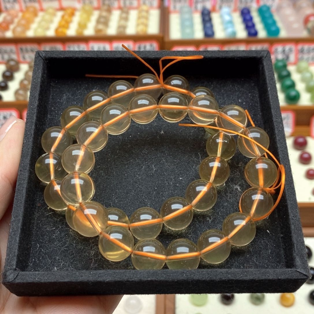 黄晶手串未镶嵌巴西黄水浅色12mm