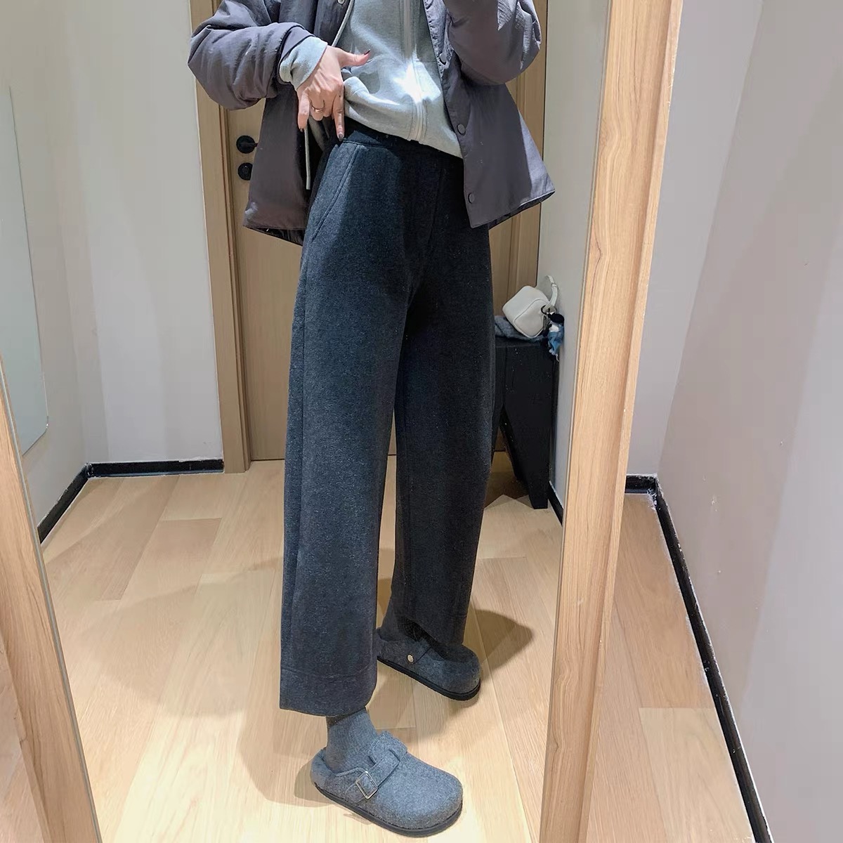 山本裤 秋冬毛呢裤定纺加厚九分休闲裤女