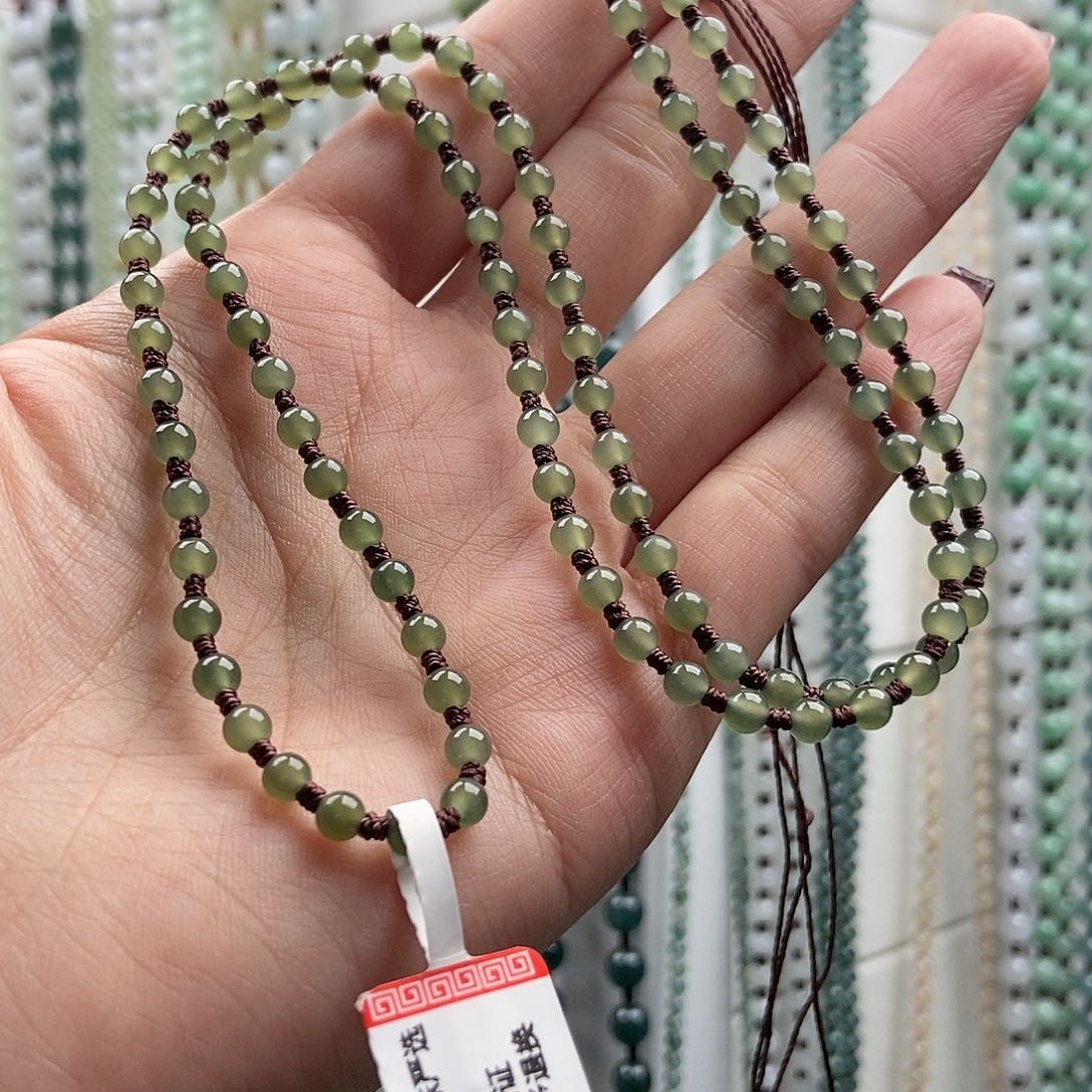 和田玉颈饰未镶嵌用****3和田玉4mm