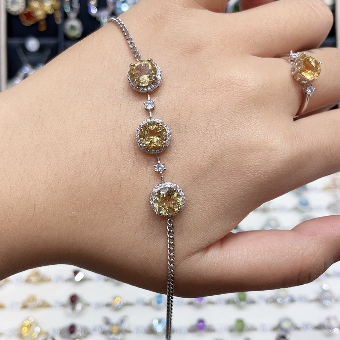 ****黄晶手链银S925镶嵌