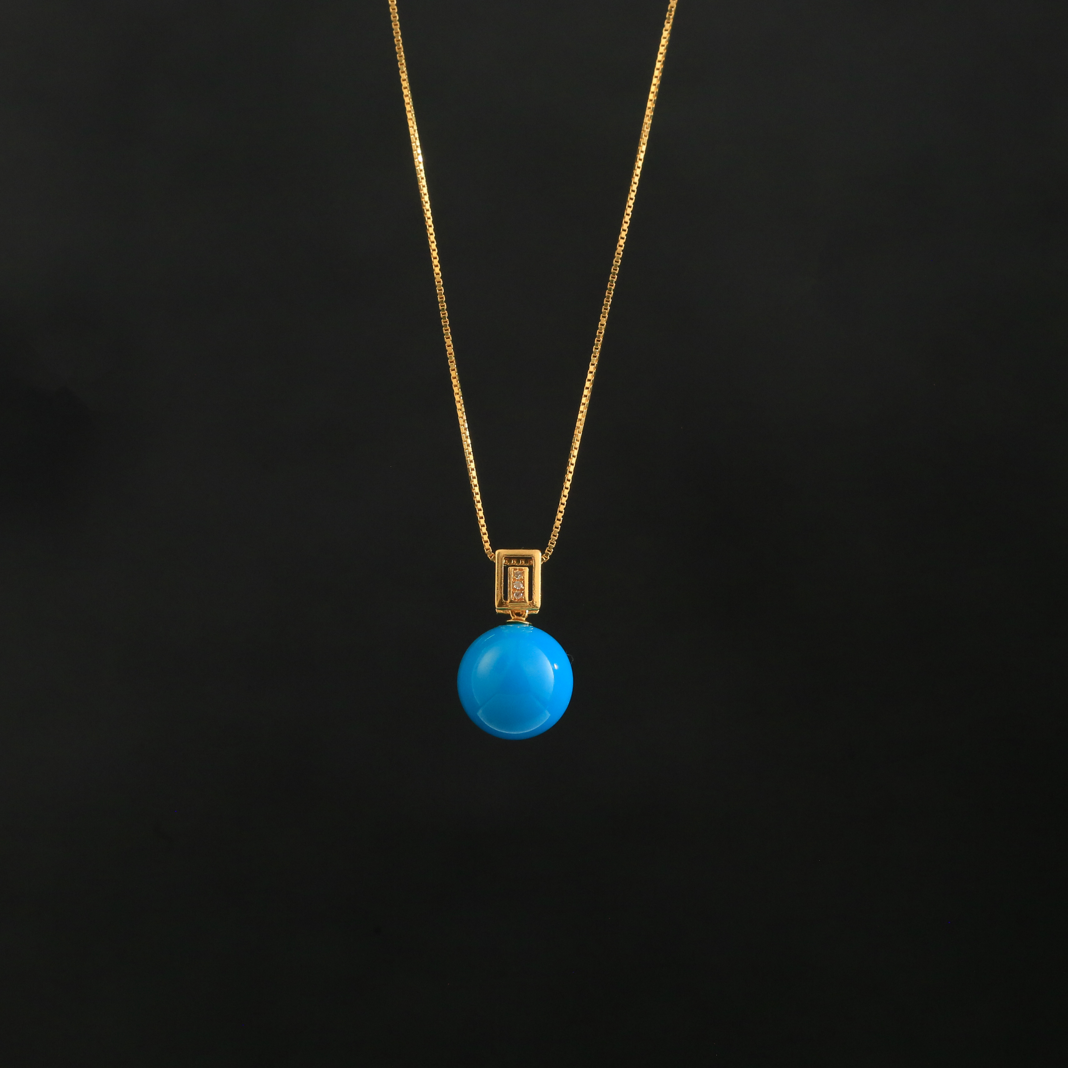 【曼丽专属】安曼博 18K金 绿松石美松圆珠吊坠 约10mm XZ0619BZ