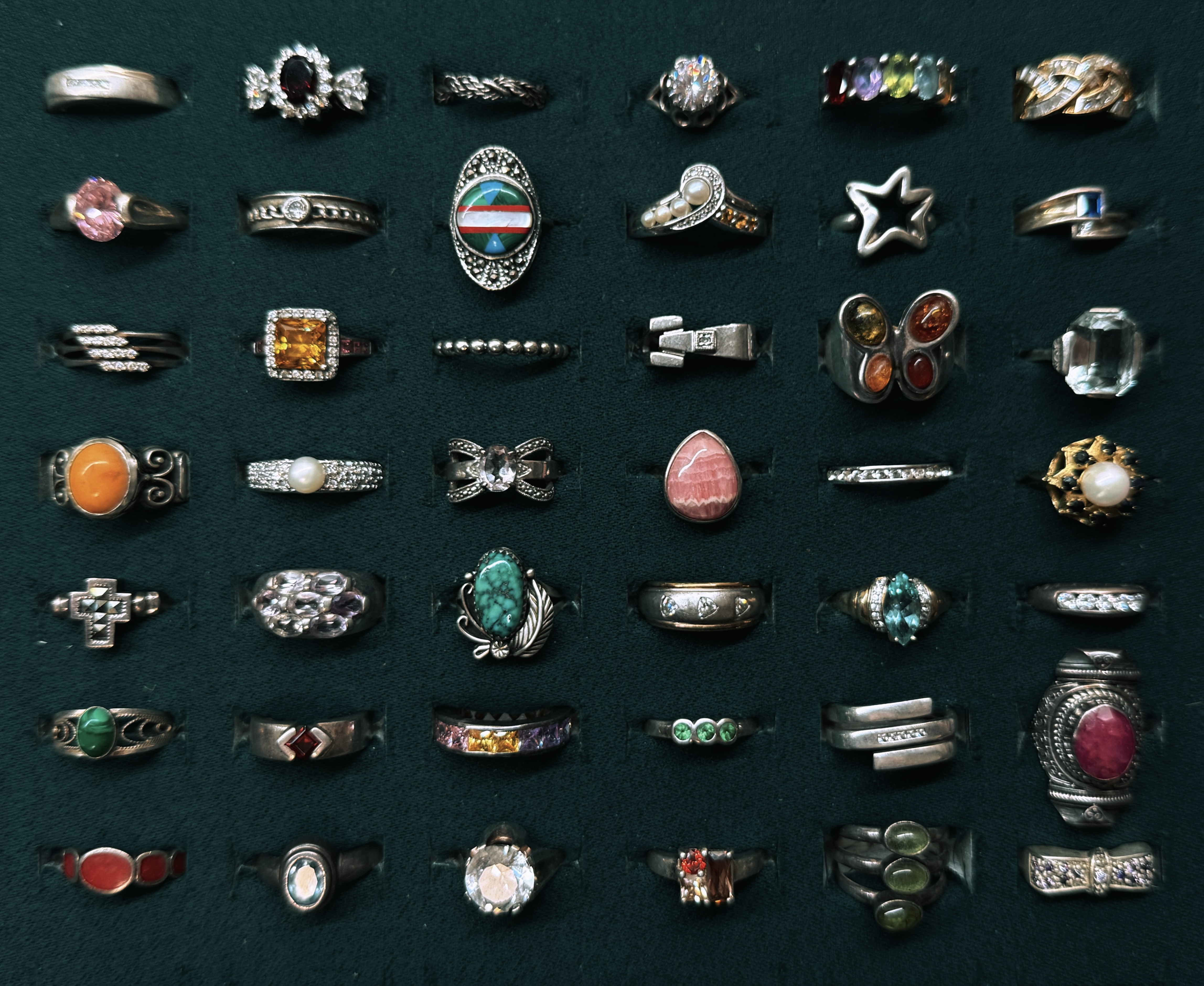 925银大理石戒指 追溯中古饰品800 835 900 925银 中古戒指