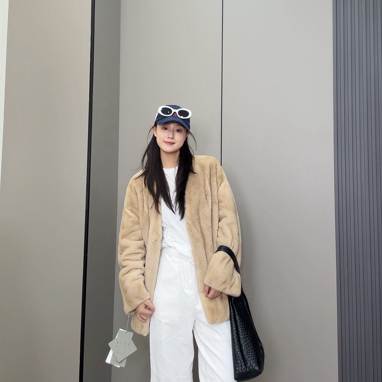 【BIng】“电话绳”天鹅绒整貂外套洋气年轻款貂皮大衣V领水貂外套