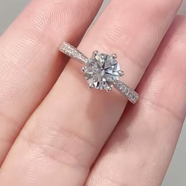 Diamondsea/钻石海洋铂金950星光六爪60分女戒空托（个性定制）