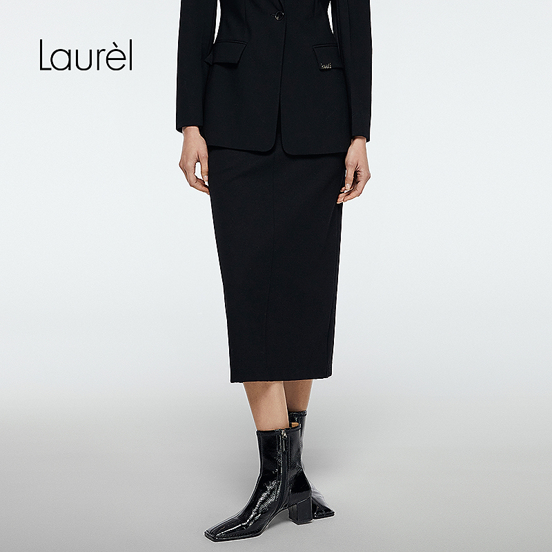Laurel劳芮25秋新款经典高腰直筒西装半裙LWD363Q03600