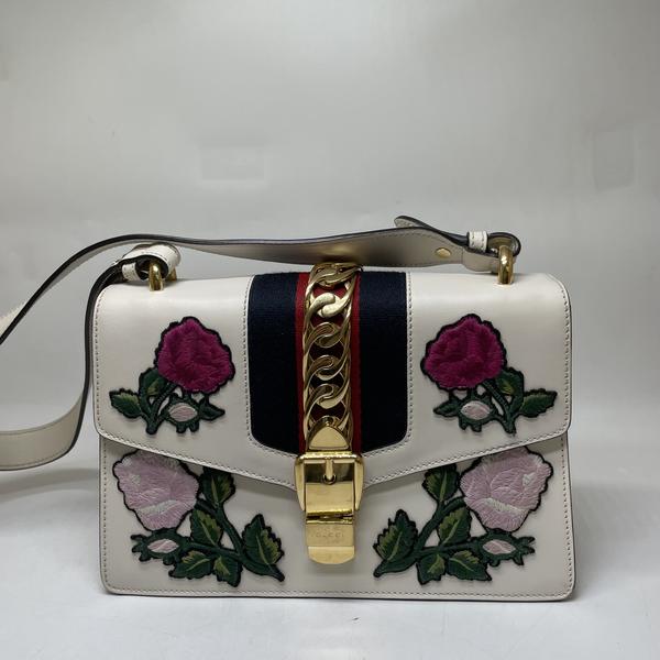 95新 GUCCI/古驰 范大范 花卉塞尔维亚中号/4242 7529