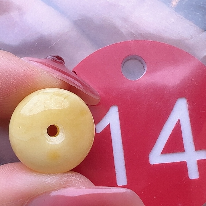 蜜蜡裸石未镶嵌微金沙 14.3mm 墩子