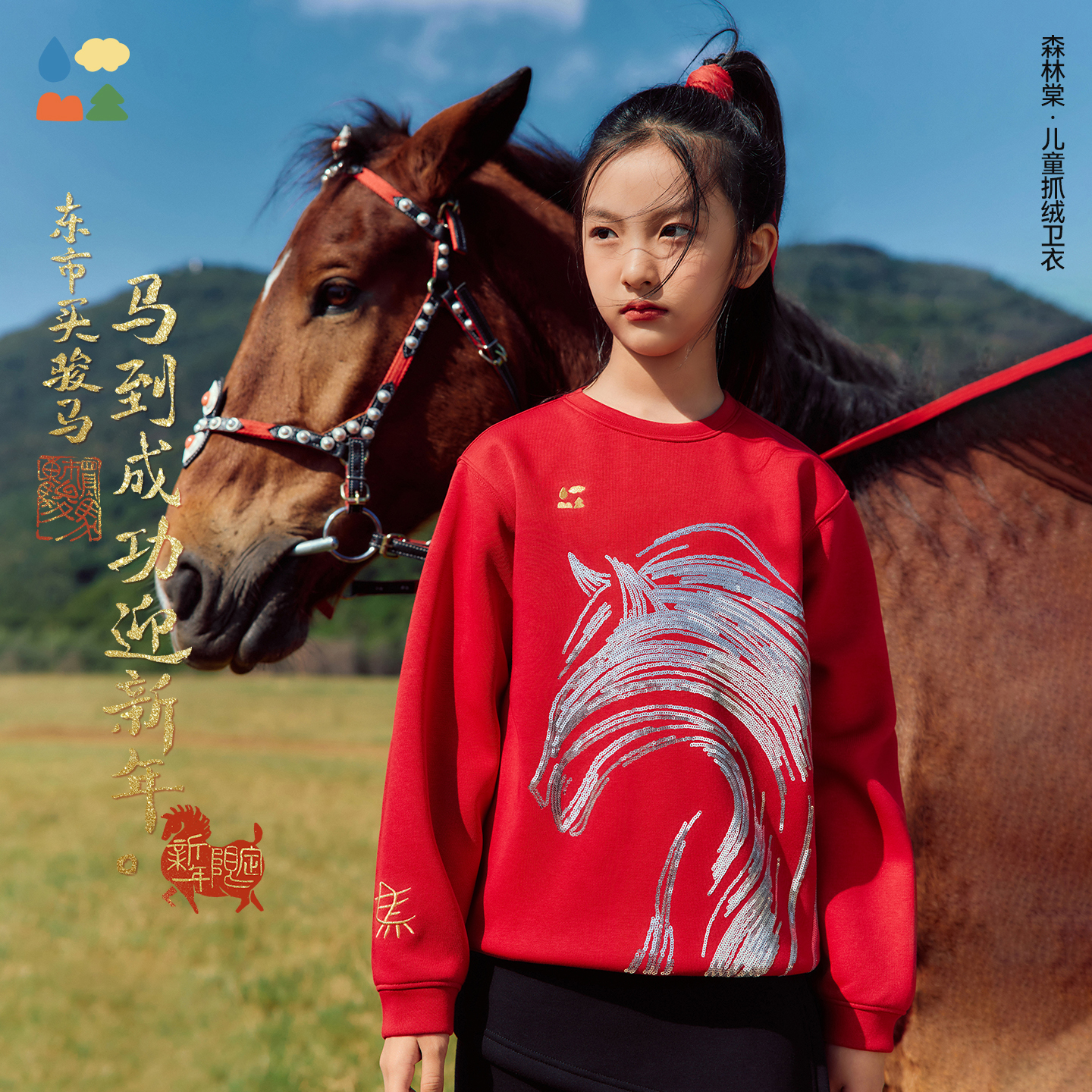 森林棠【新年限定款】2026年新款柔软高回弹加绒宽松圆领卫衣