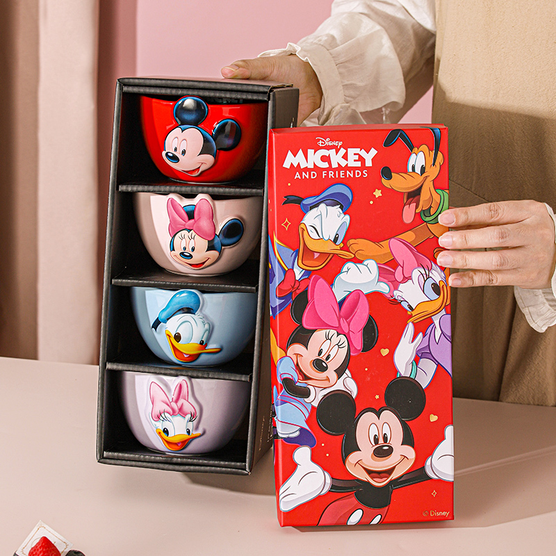 Disney/迪士尼乐悦浮雕4.7英寸饭碗新年礼盒米奇珍藏版创意家用碗