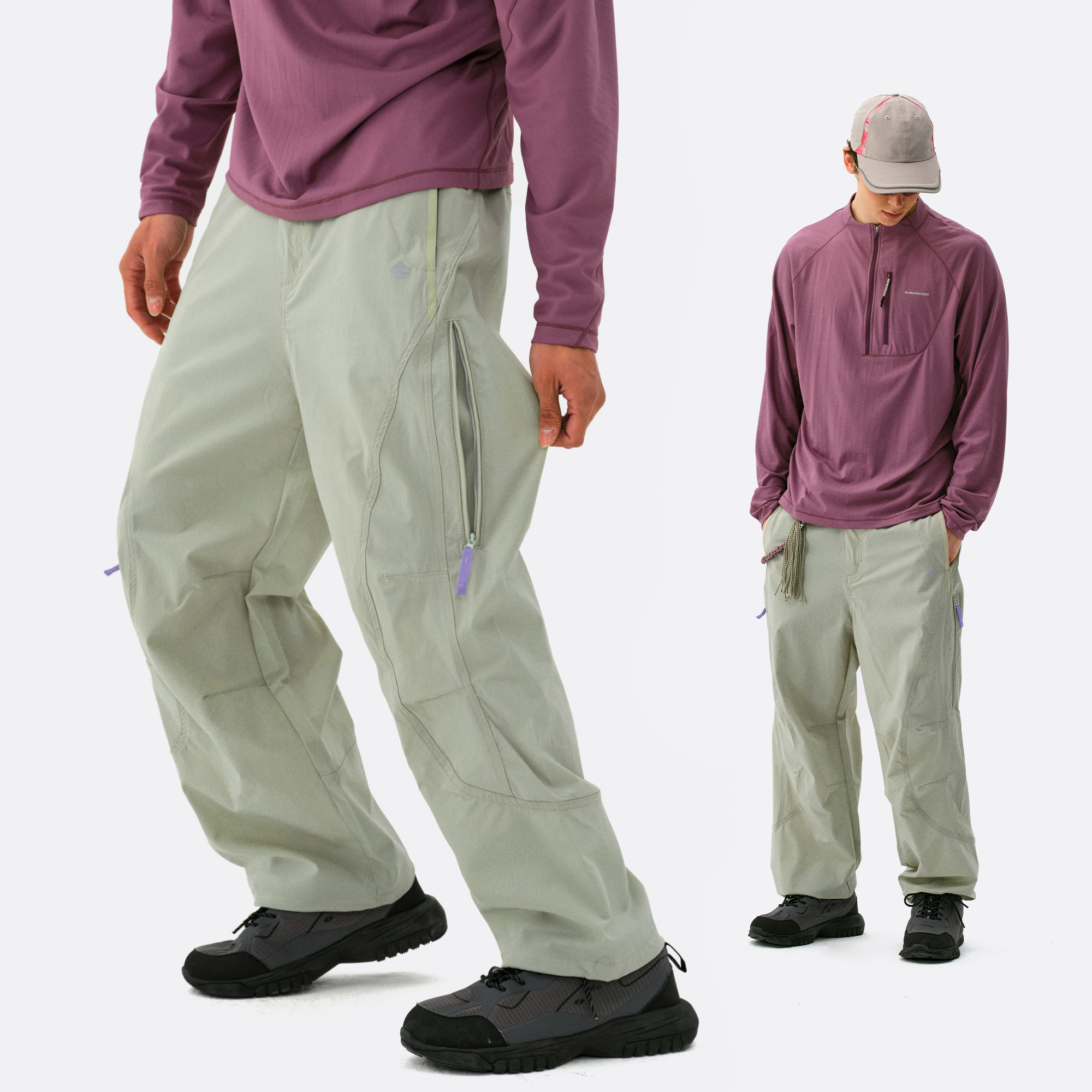 NOTHOMME 山系户外尼龙思高洁吸湿速干弧线分割长裤