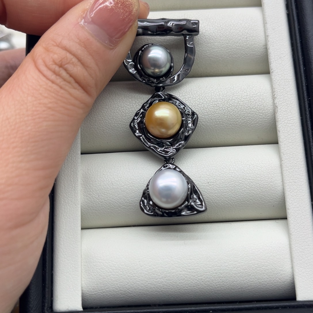 银S925镶嵌吊坠(不含链)海水珍珠