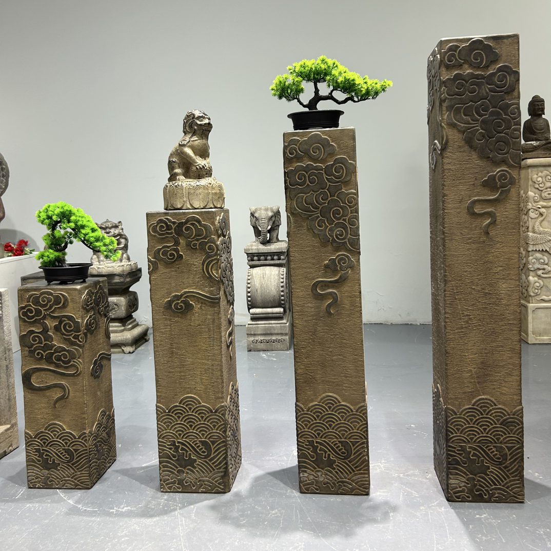 黑青石材质，一步一景祥云石柱不包邮