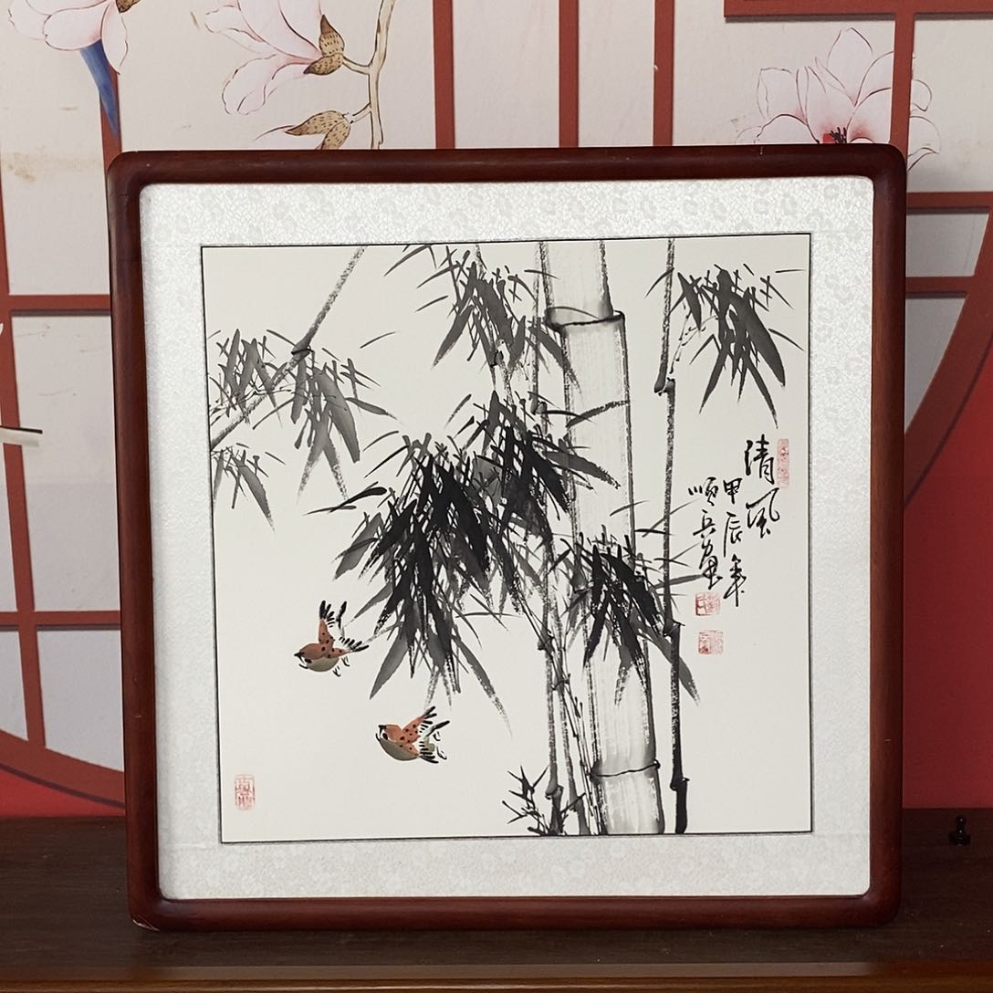 国画手绘国画作品外径尺寸62✖️62包邮