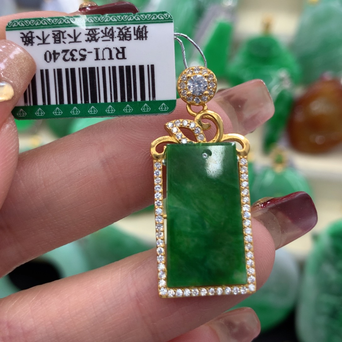 翡翠吊坠(不含链)银S925镶嵌