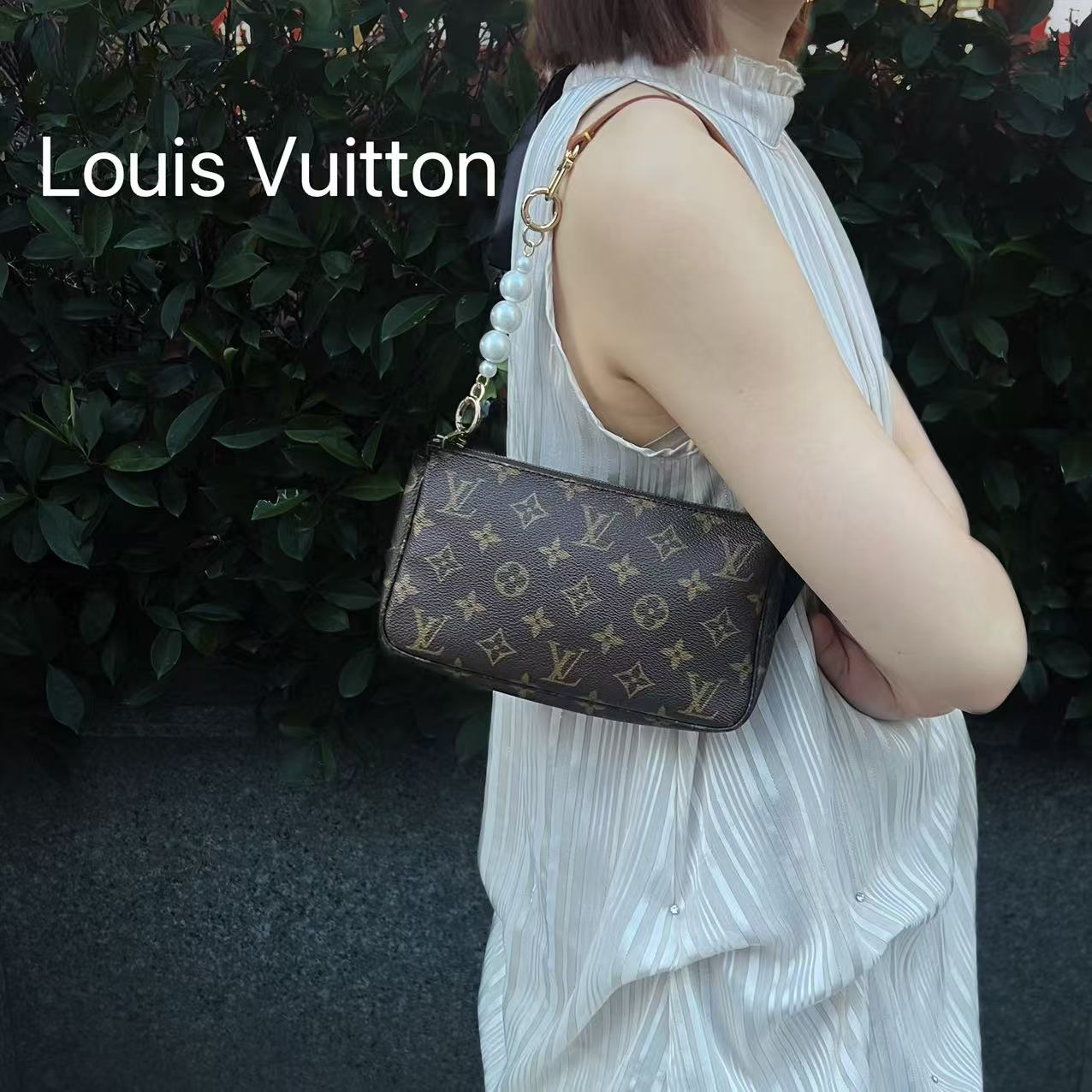 95新 LouisVuitton/路易威登 YY17经典老花腋下麻将包包时尚潮流