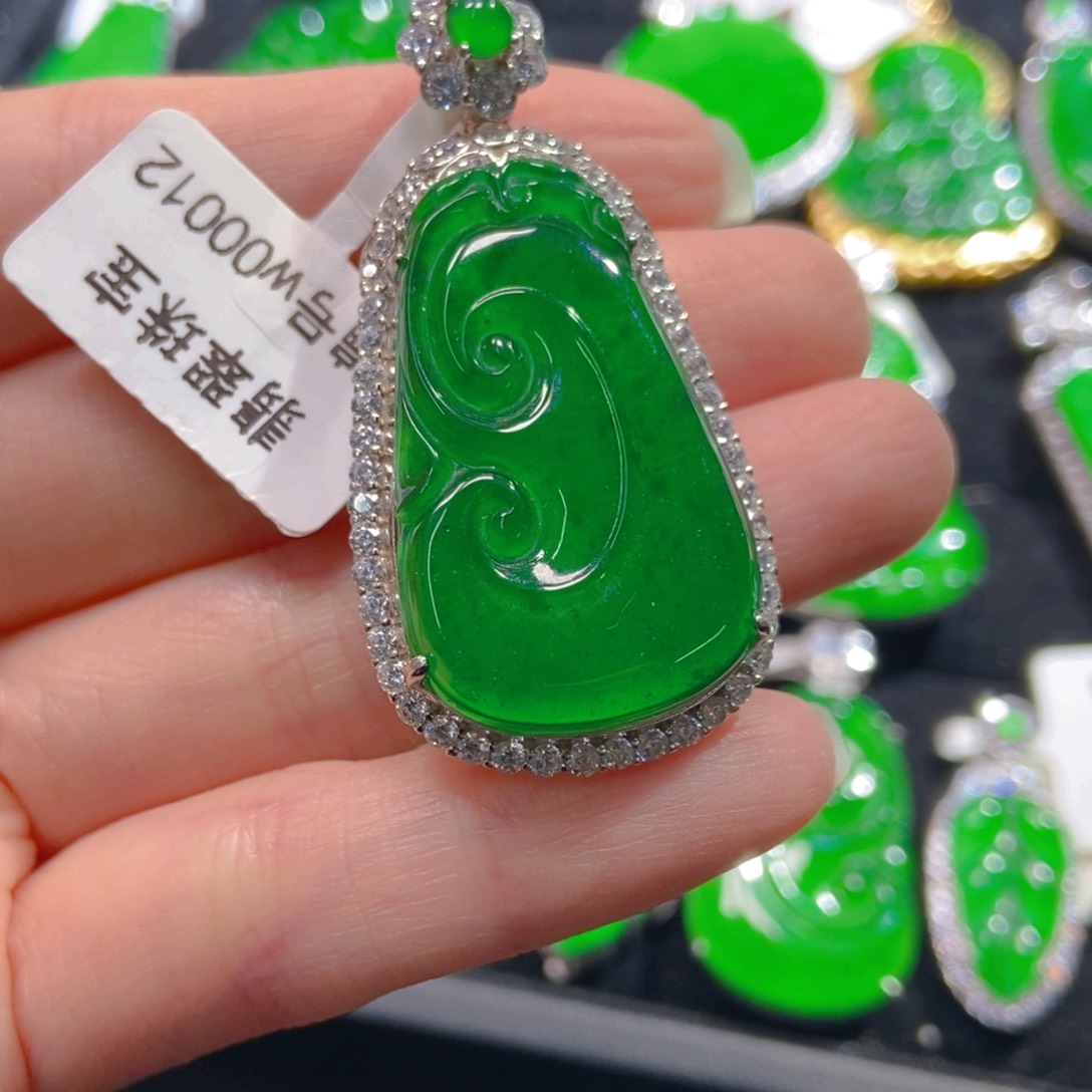 翡翠吊坠(不含链)银S925镶嵌