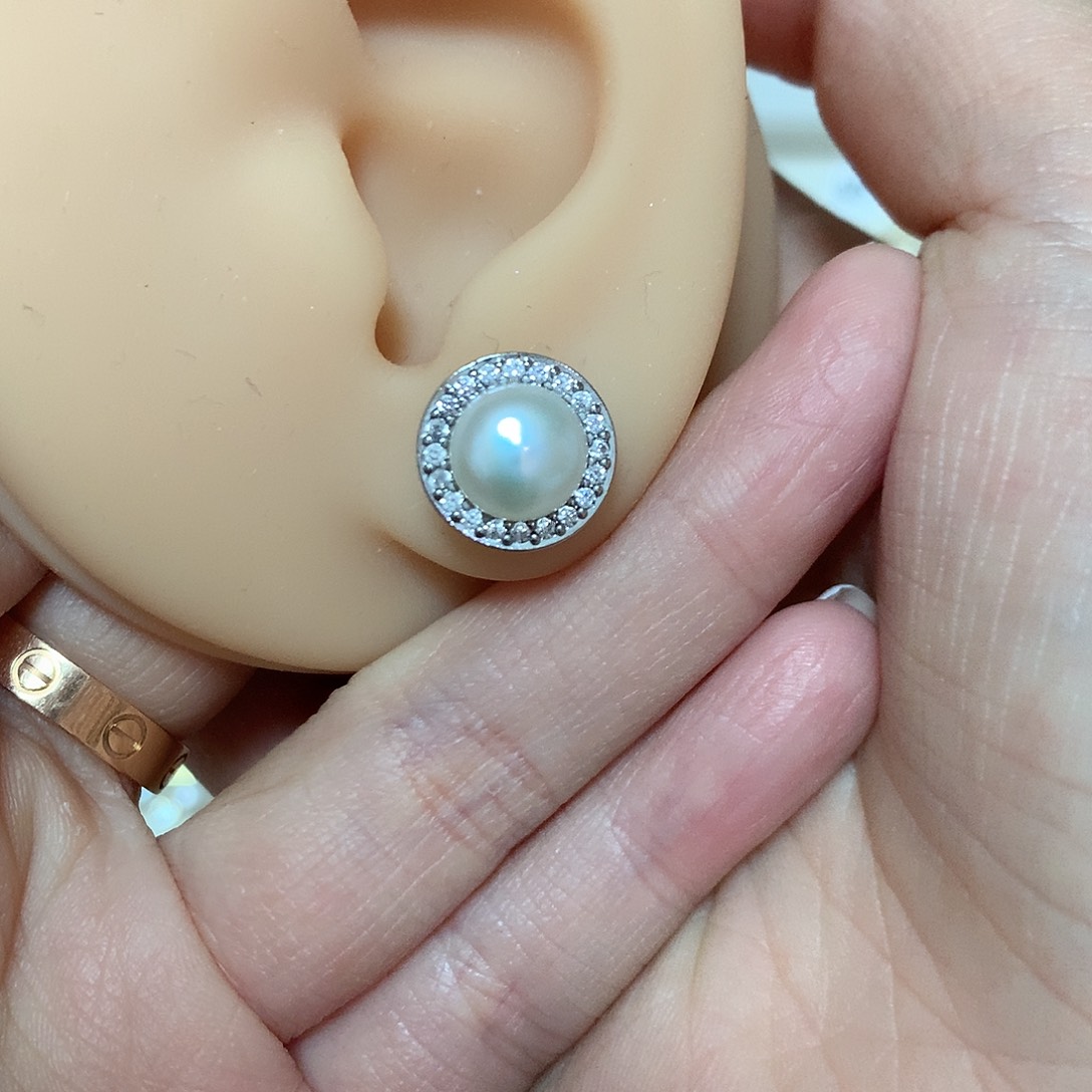 淡水珍珠耳饰合金