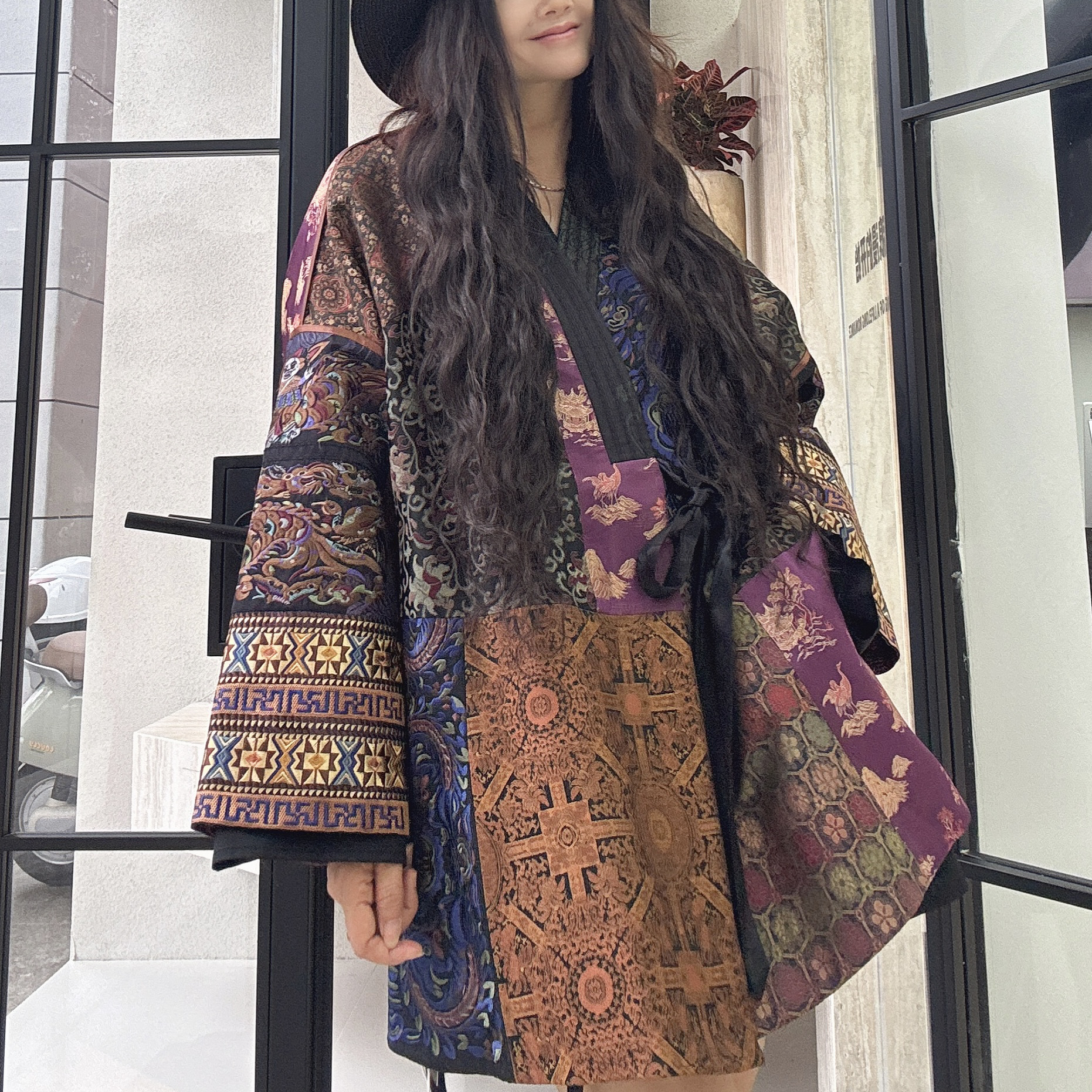 【周周家】复古国风宽松拼色高货桑蚕丝新中式外套民族风提花