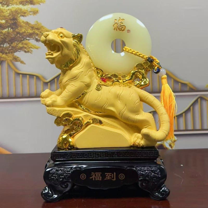 生肖虎摆件绒沙金工艺高档家居开业礼品（清货尺寸长22高32）