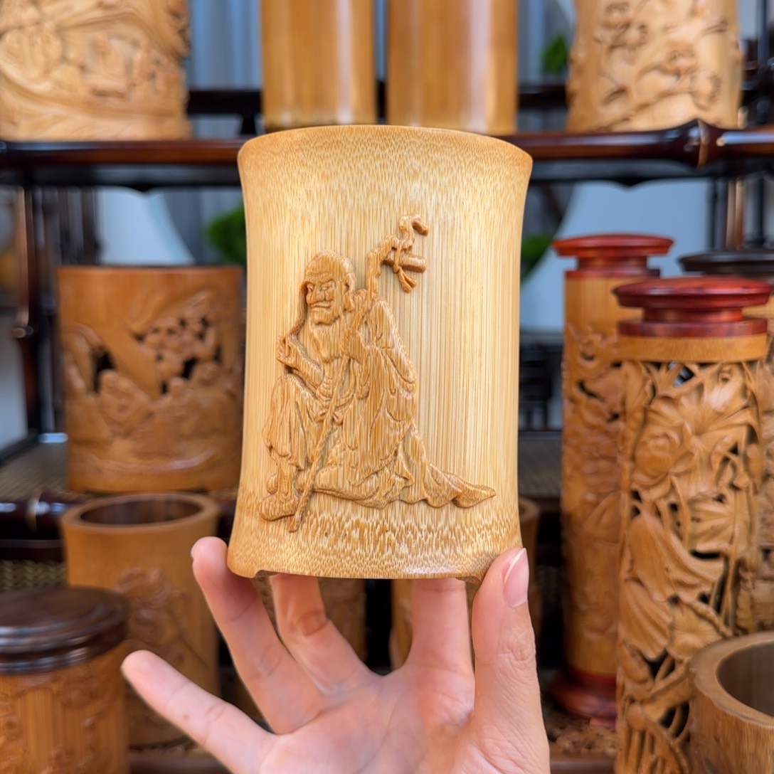 手工竹雕长眉罗汉