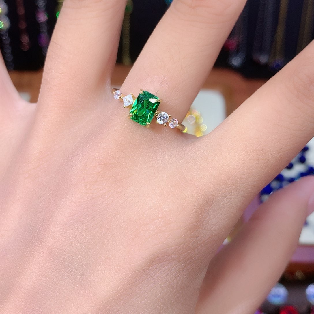 碧玺戒指银S925镶嵌金57