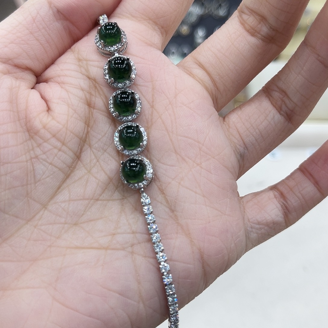 岫玉银S925镶嵌手链哲**语