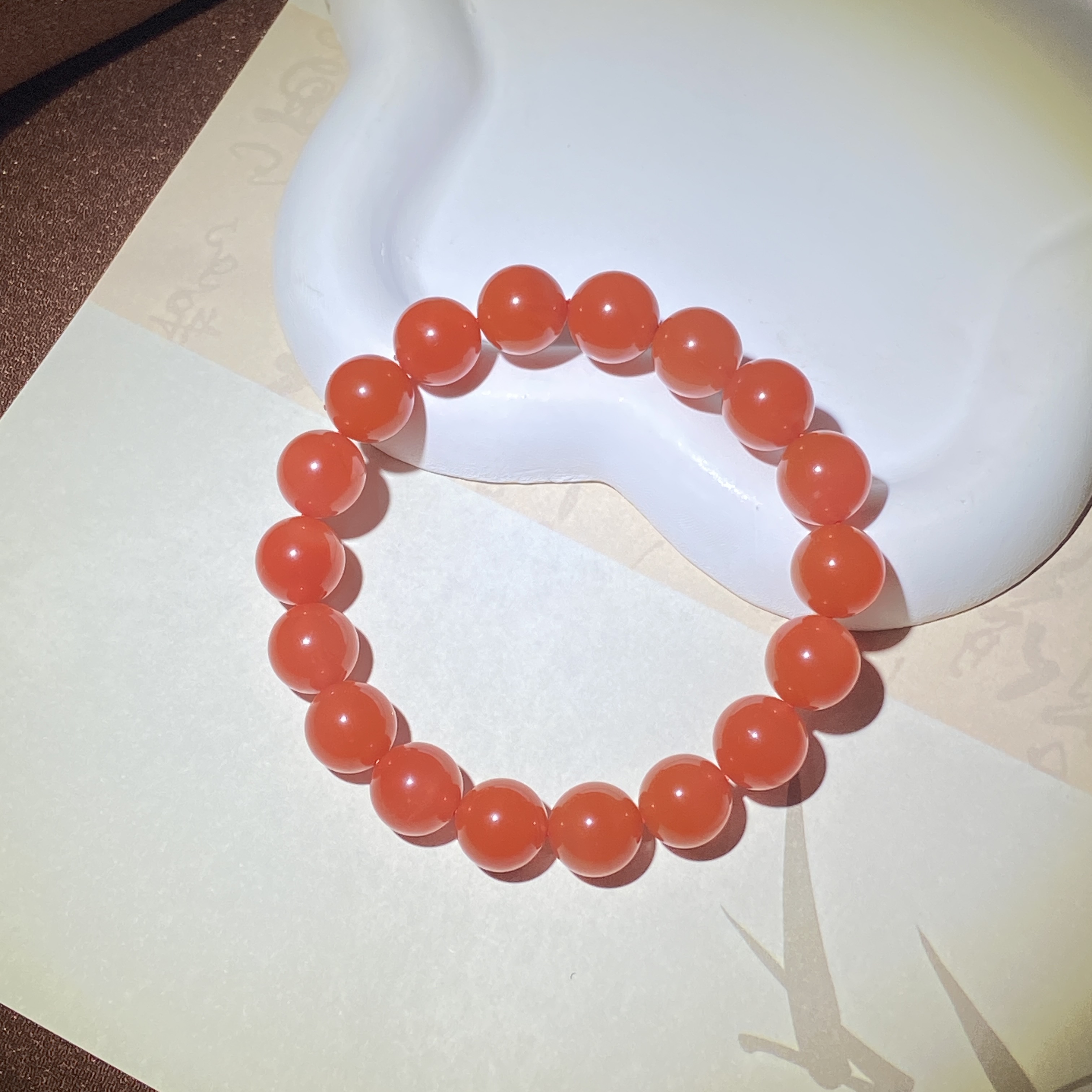 【渠小姐精选】SC6192 满色柿子红南红手串约卡11.5mm+