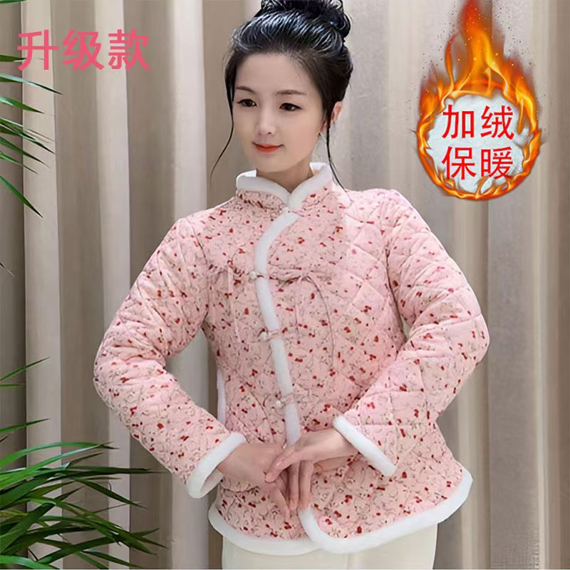 春节新款女大学生保暖棉服中式国风棉衣外套复古碎花加绒加厚棉袄