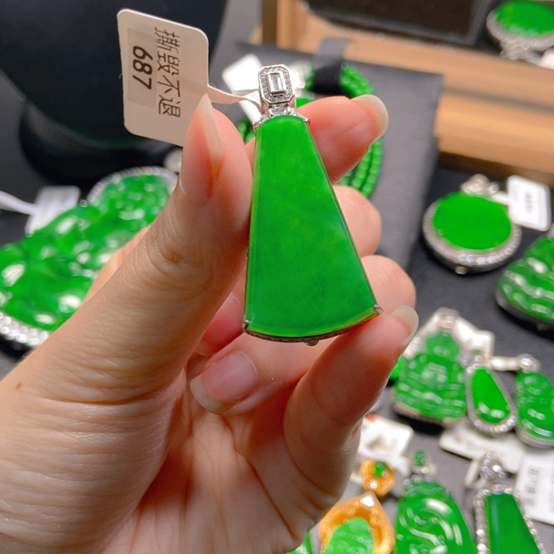 翡翠银S925镶嵌吊坠(不含链)