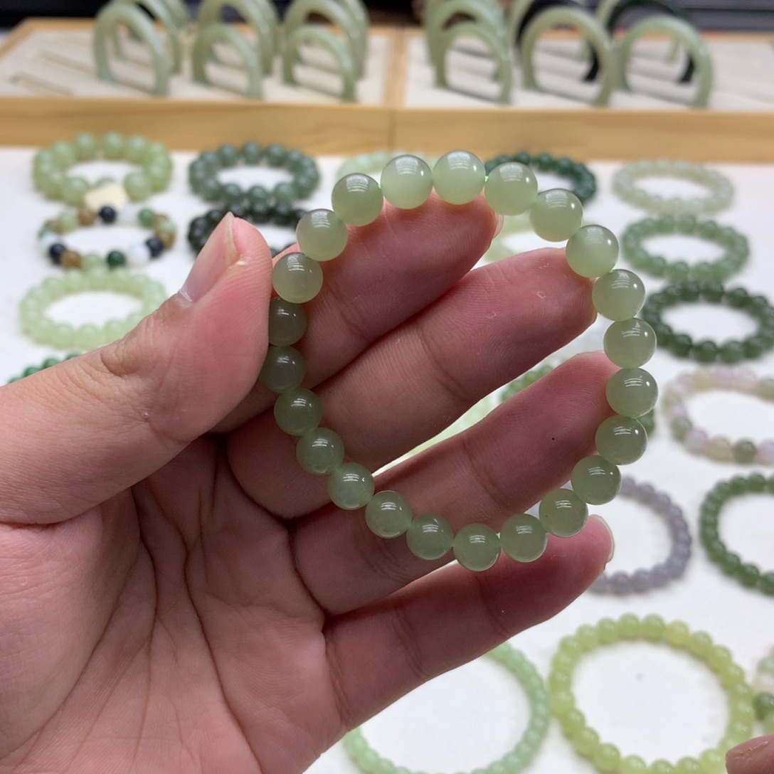 和田玉手串（冰晴水8）未镶嵌