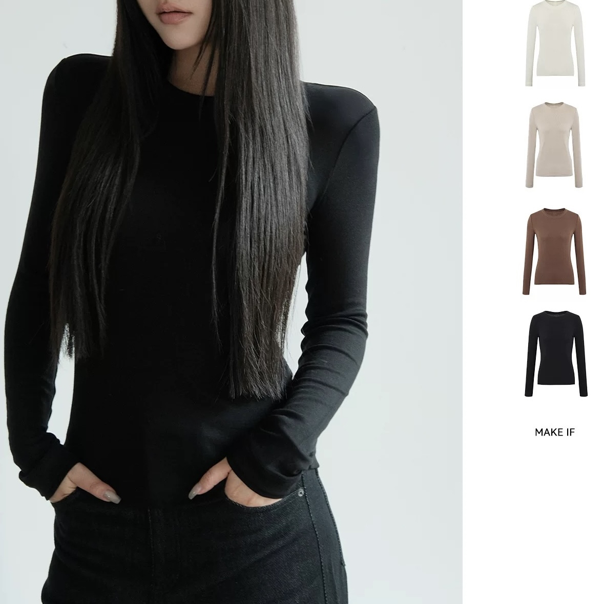 MAKE IF 设计师品牌 26早春新品 双层领羊毛打底T