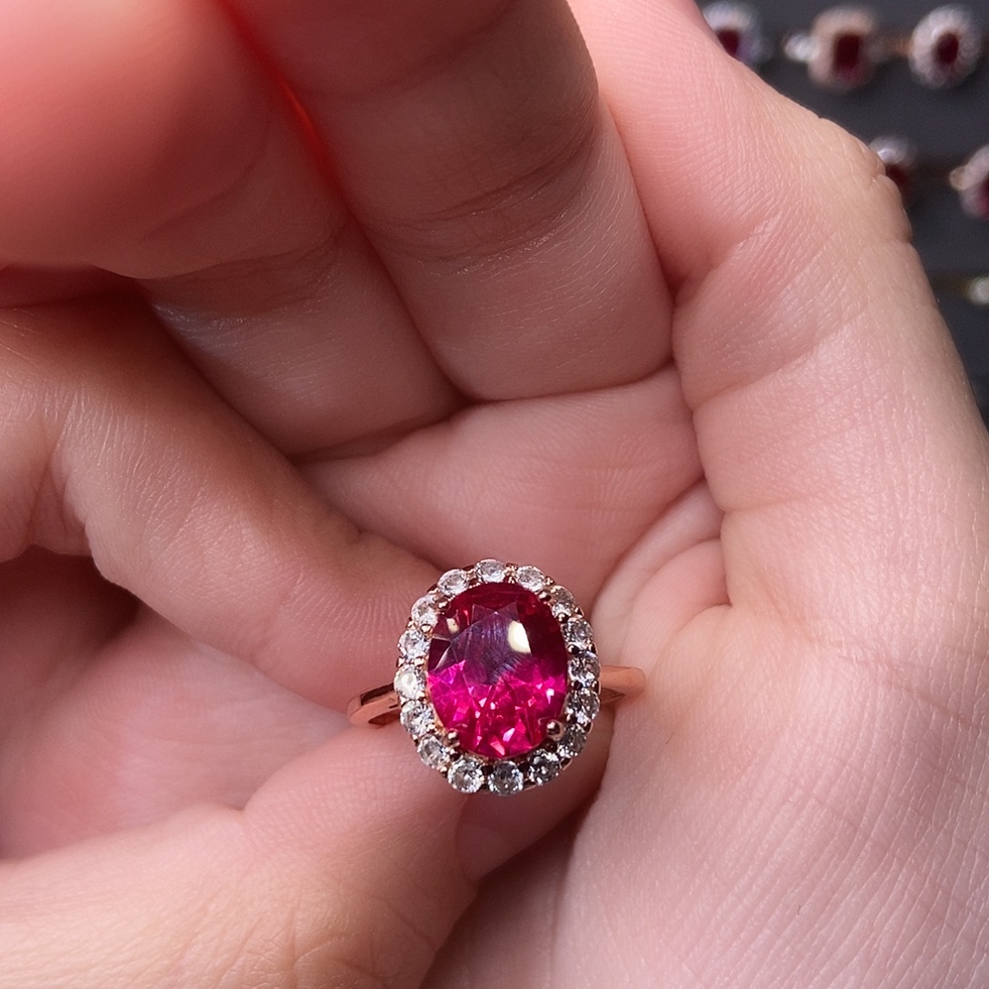 红宝石银S925镶嵌戒指