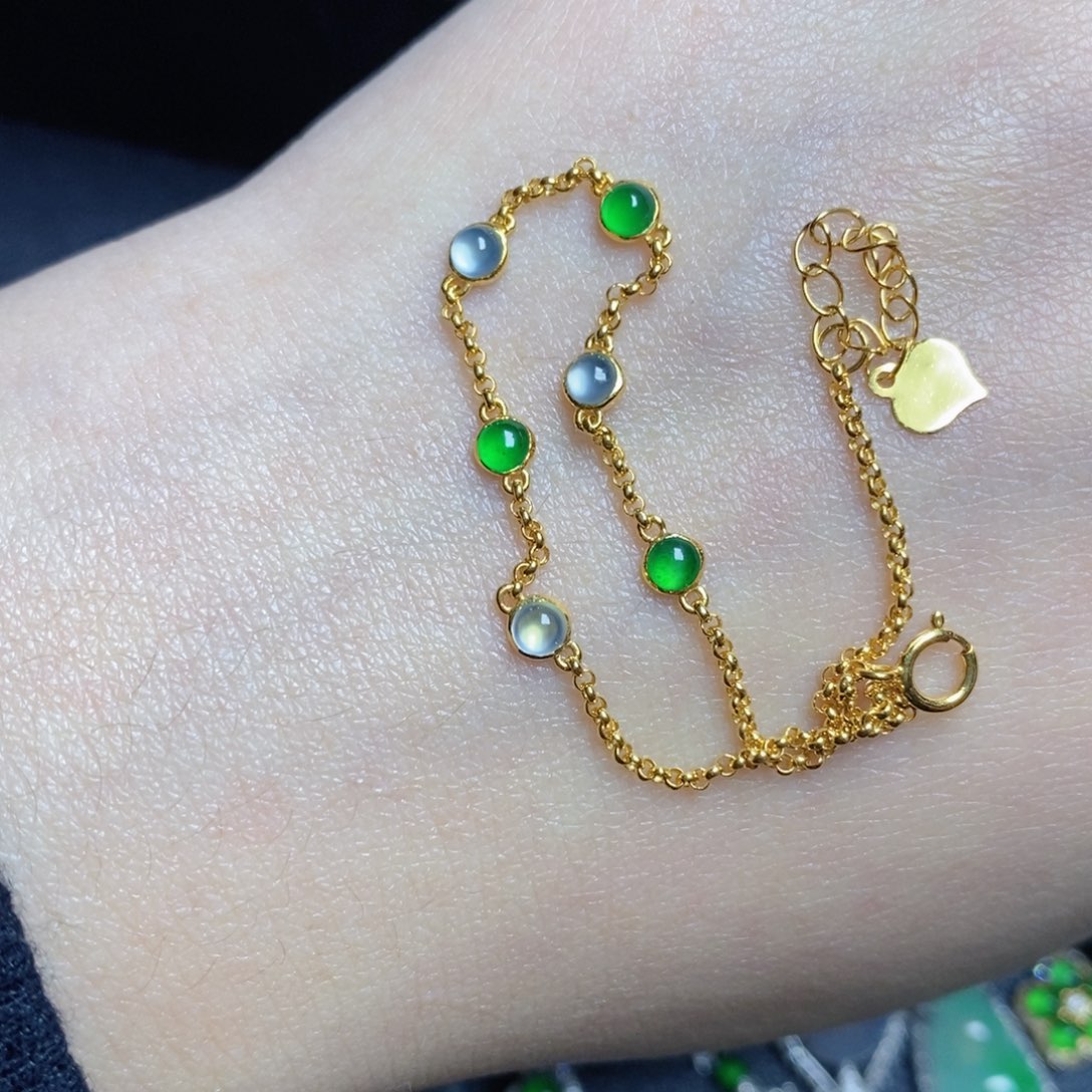 翡翠18K金镶嵌手链