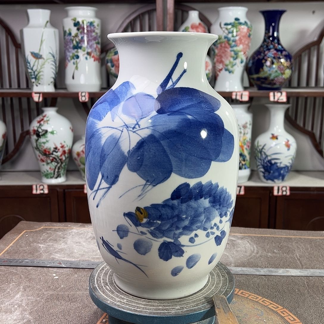 摆件陶景德镇陶瓷大冬荷为