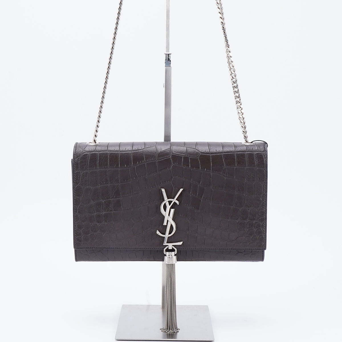95新 YSL/圣罗兰 【白菜】流苏包中号鳄鱼纹雾面/BG22003737