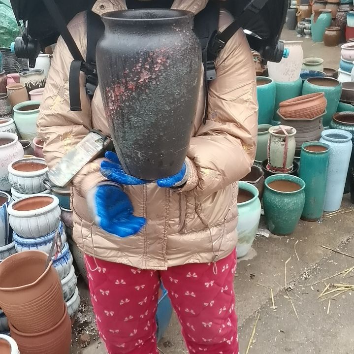 红陶口16高29一个盆子