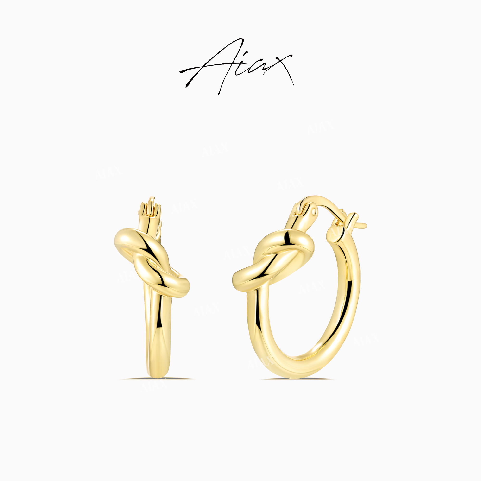 AIAX 镀K金【元旦跨年】简约时尚素款金属风扭结耳环TSL1466