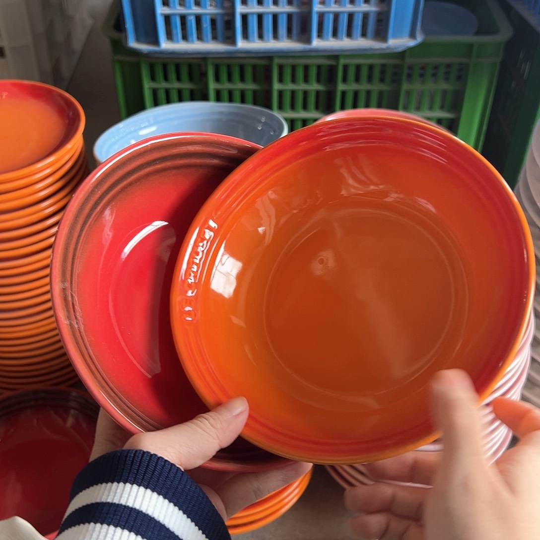 陶瓷 瑕疵燕麦碗 橙色 红色