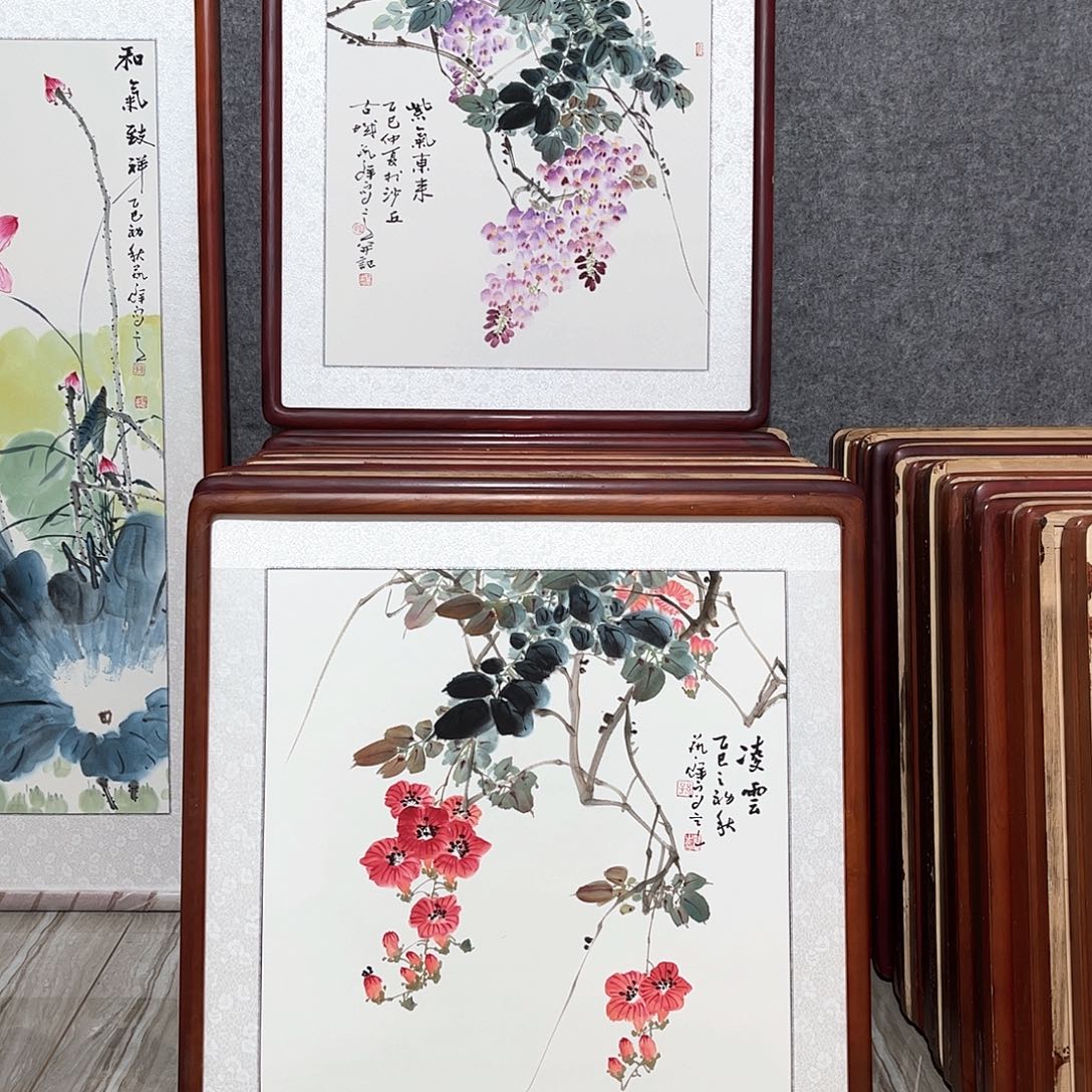 国画书画作品带框63×63