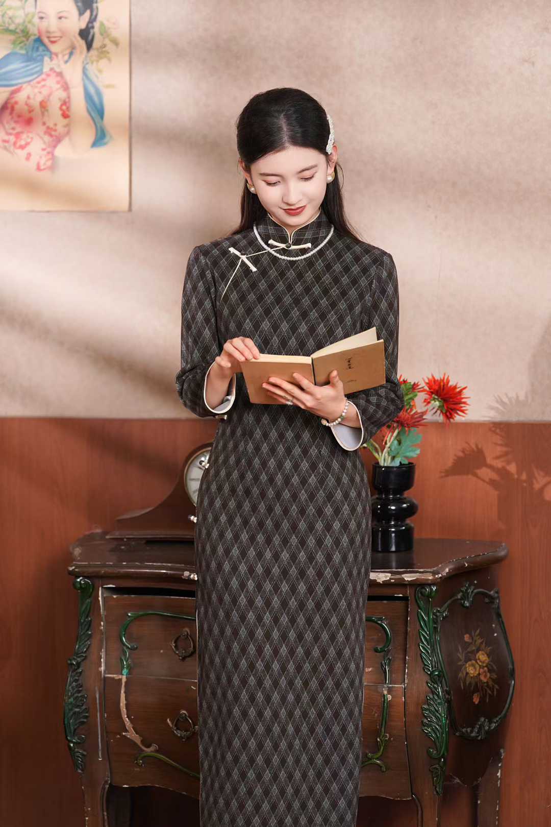 旗袍实体清小个子显高显瘦加厚气质经典秋冬日常中国风中式修身