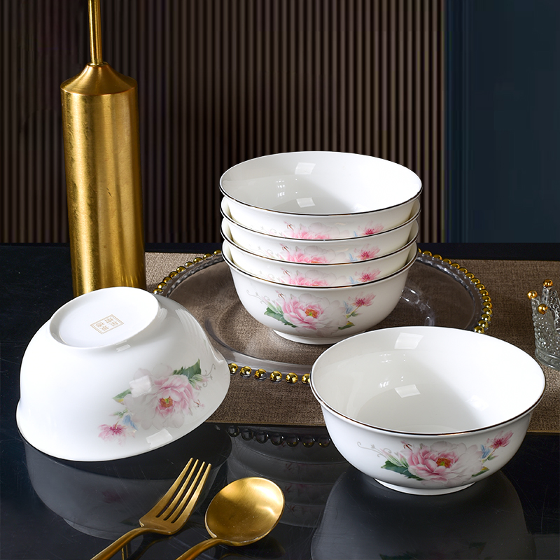 【电光金金陵牡丹】6只装新骨瓷6英寸面碗