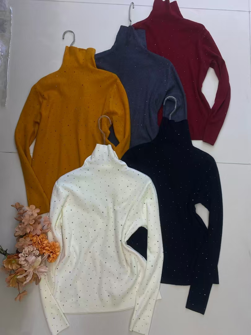 【南油玲姐】白色高领针织衫MY2331