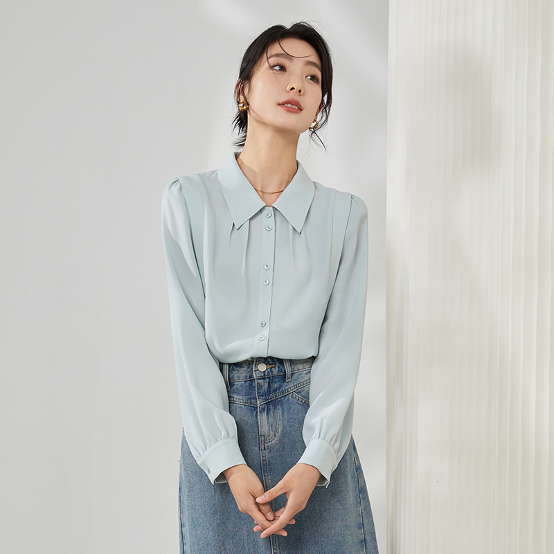 【杨杨专属】专柜新款衬衫衬衣女长袖设计感通勤8491040淡绿色