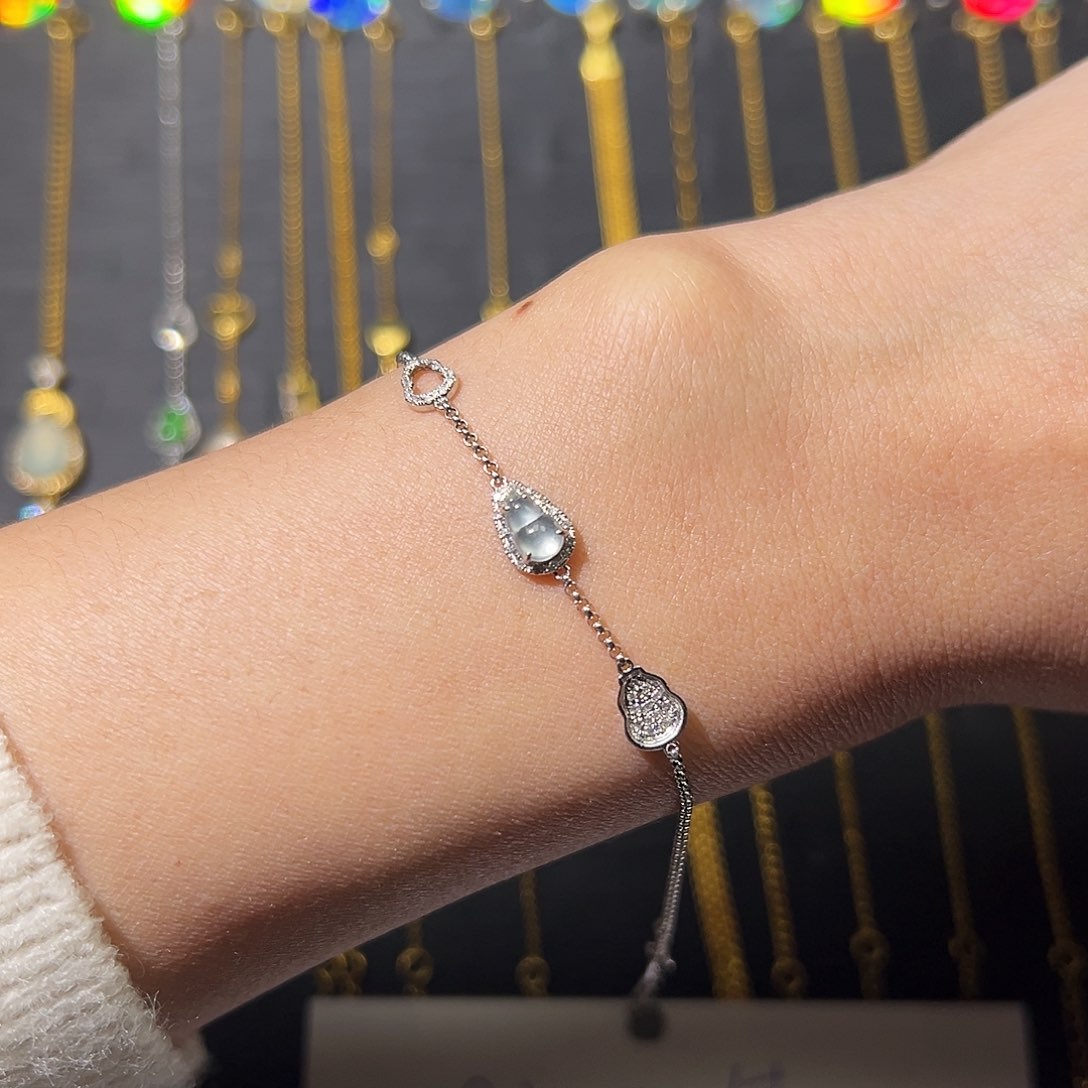 翡翠手链18K金镶嵌手链