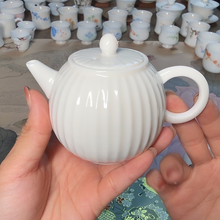 羊脂玉线条壶泡茶壶