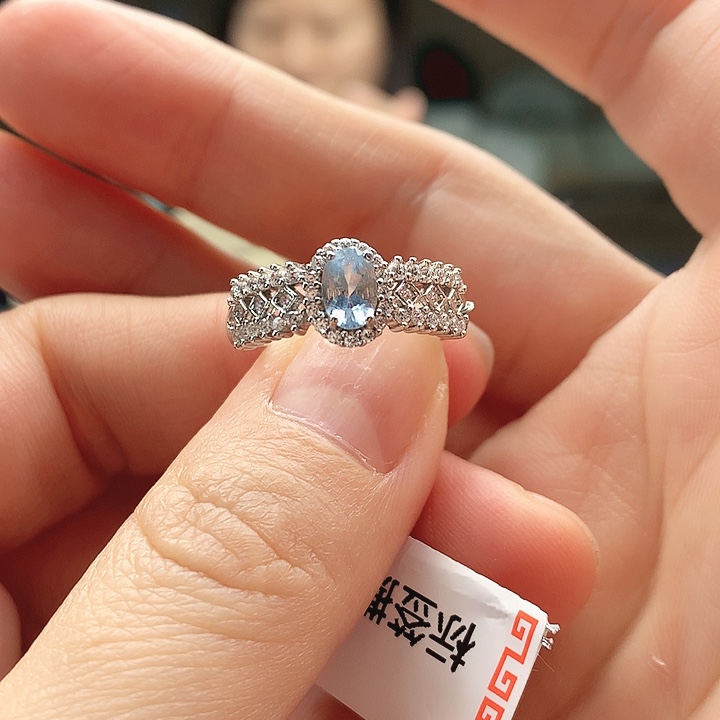 海蓝宝石戒圈银S925镶嵌