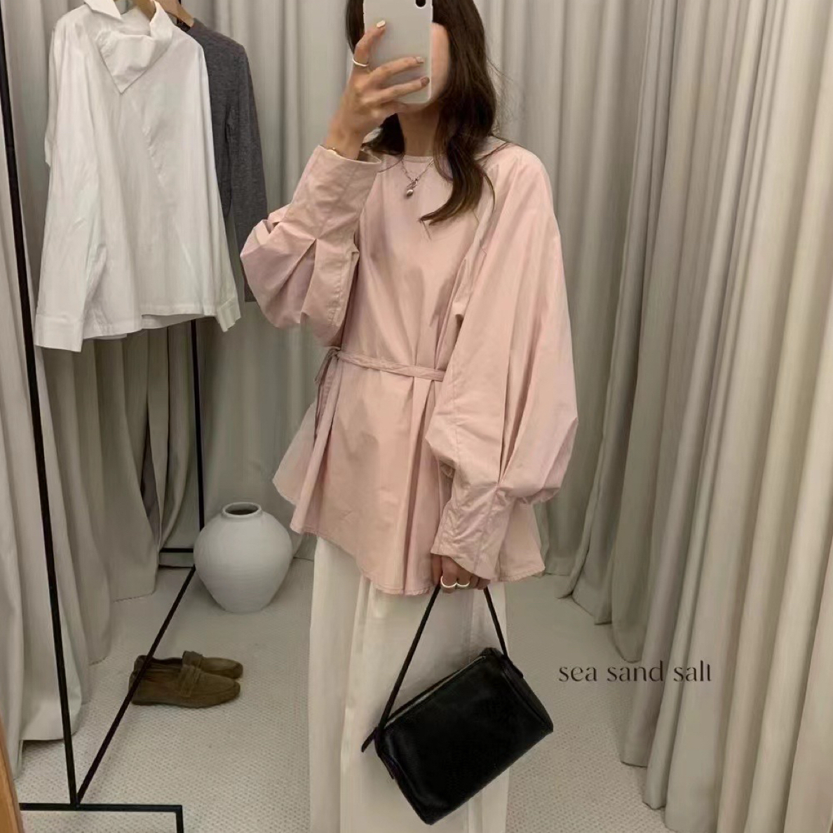 151-200  新款洋气圆领带腰封长款长袖衬衫秋季慵懒风穿搭